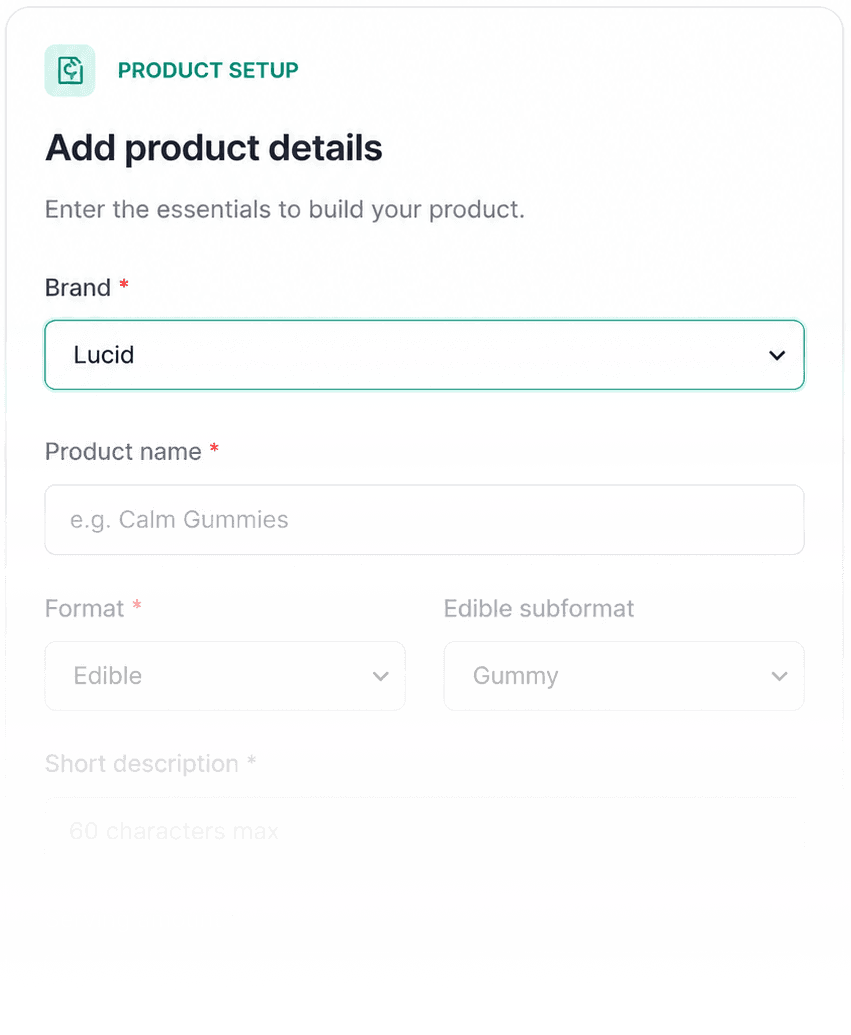 Dashboard: add product details form